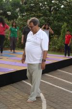 Subhash Ghai doing yoga practice along with his daughter and grandchildren at Whistling Woods International on 15th June 2017